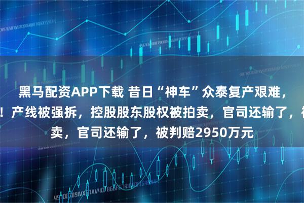 黑马配资APP下载 昔日“神车”众泰复产艰难，股价却飙涨80%！产线被强拆，控股股东股权被拍卖，官司还输了，被判赔2950万元